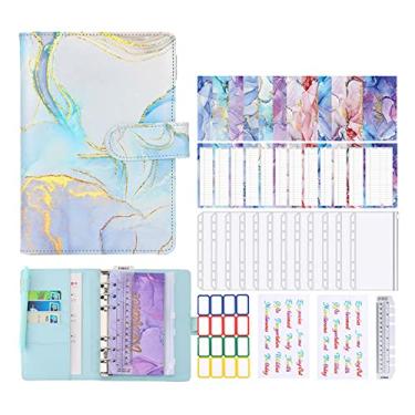 Imagem de LUGU Pasta A6 Orçamento com Padrão de Mármore PU Capa de Notebook Zíper Envelopes Etiquetas Etiquetas Régua U a como Sistema izador de Dinheiro Bill Money Ca Saving Planner Presente de