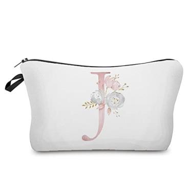 Imagem de Flores alfabeto impresso bolsas cosméticos festa nupcial maquiagem bolsas bolsa necessários, bolsa dama de honra noiva presente proposta (hz2406)