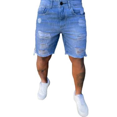 Imagem de Bermuda Jeans Clara Super Destroyed Com Rasgos Premium - Codi Jeans