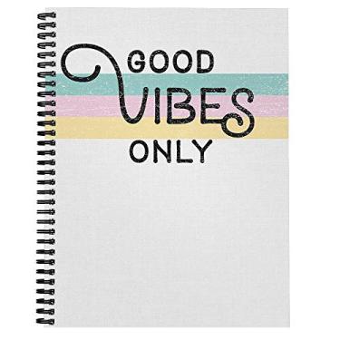 Imagem de Softcover Good Vibes 21,6 cm x 27,9 cm Caderno/Diário Espiral Motivacional, 120 páginas com pauta de faculdade, capa laminada brilhante durável, espiral de arame preto. Feito nos EUA