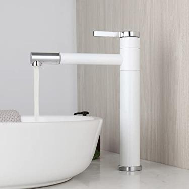 Imagem de Torneira de banheiro alta, pia, pia, preta e dourada, torneira misturadora de água quente e fria, torneiras de banheiro montadas no convés, branco