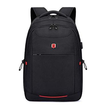 Imagem de Mochila de pano Oxford durável à prova d'água resistente ao desgaste, bolsa de viagem com porta de carregamento USB, 15,99