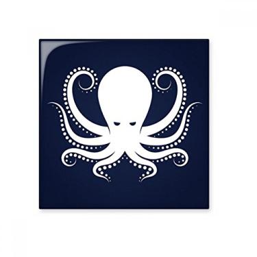 Imagem de Decalque brilhante de azulejo de cerâmica com estampa de polvo Marine Life preto e branco