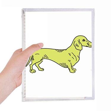 Imagem de Caderno de desenho de cachorro amarelo com estampa de ilustração de folhas soltas diário recarregável de papelaria