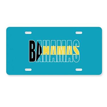 Imagem de DIYthinker Placa de licença com nome da bandeira do país das Bahamas, placa de licença de aço inoxidável para automóveis