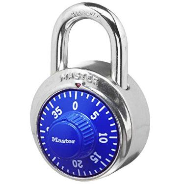 Imagem de Master Lock Fechadura de combinação para armários de academia – Cadeado combinado Master Lock Locker, pacote, azul – O cadeado combo ideal para segurança de armário escola/academia