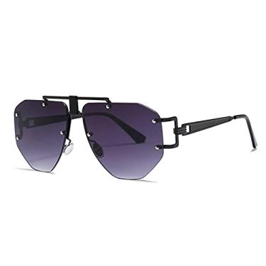 Imagem de Armação de liga irregular Óculos de sol fotocromáticos sem aro grandes para homens e mulheres Óculos Uv400 exclusivos 1