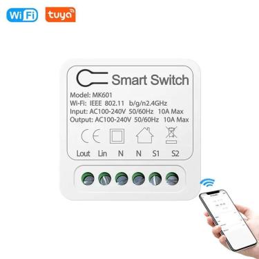 Imagem de Interruptor de Automação Residencial Inteligente Wi-Fi 16A com 1 Saída - Tuya, Google Home e Alexa