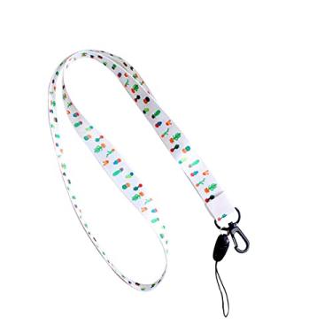 Imagem de 1 peça Alça para Celular Bonita Flor de Desenho Animado Alça de Pescoço para Chaves Cartão de Identificação para Porta-crachá USB Faça Você Mesmo Corda para Pendurar, Branco