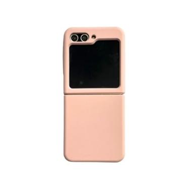 Imagem de Para Z Flip 4 5 Capa Neon Liquid Silicone Phone Cases Capa para Samsung Galaxy z Flip 3 zflip 4 5 Suporte de gancho de cor fluorescente fofo, rosa areia, para Z Flip 5