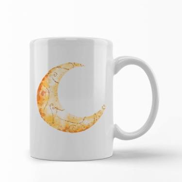 Imagem de CANECA PORCELANA BRANCA LUA QUARTO MINGUANTE DOURADO