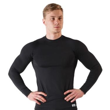 Imagem de Nautica Camisa térmica masculina – Camisa térmica masculina quente – camiseta para clima frio, roupa íntima térmica para homens, Preto, P