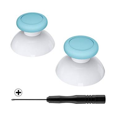 Imagem de eXtremeRate Heaven Blue & White Dual-color Replacement 3D Joystick Thumbsticks, Analog Thumb Sticks with Cross Screwdriver for Nintendo Switch Pro Controller