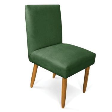 Imagem de Cadeira De Jantar Carol Suede Verde Pés Palito Castanho - D`rossi