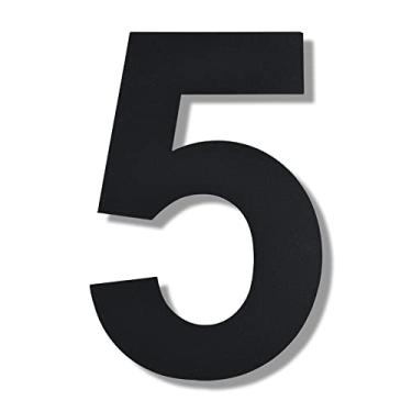 Imagem de BetLight Número de endereço residencial flutuante de aço inoxidável de 25 cm de altura para uso externo/preto/número 5