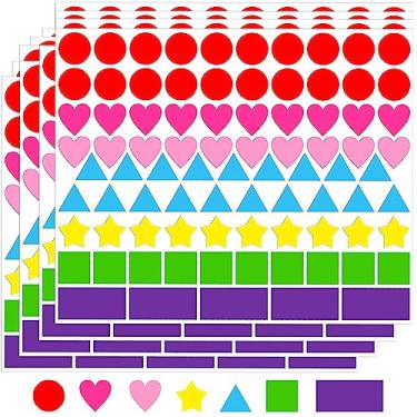 Imagem de 2016 PCS Multi-Shaped Color Coding Stickers 7 Colors 6 Shape Coding Labels Dot Stickers for Toddlers Kid DIY Student Classroom,Office,Etc(Round,Hearts,Stars,Triangle,Square,Rectangle)