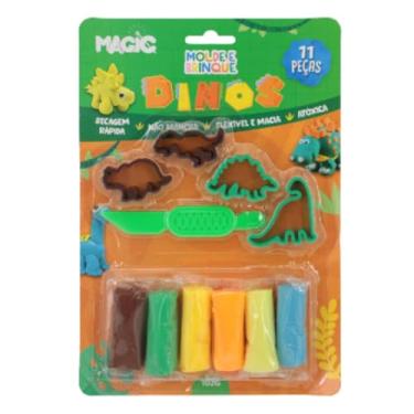 Imagem de Massinha de Modelar Criativa, Dino, 11 Peças, Molde E Brinque, Magic Kids