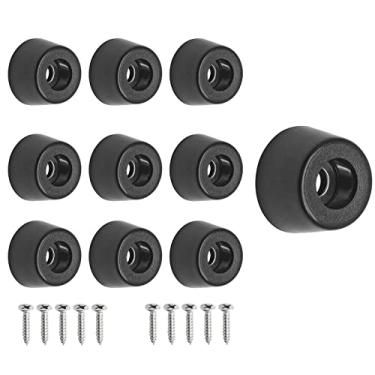 Imagem de LifCratms 10 peças de pés de tábua de corte, almofadas de borracha pretas antiderrapantes redondas com parafusos de aço inoxidável para móveis eletrônicos de gabinete de cadeira, 1 cm x 2 cm (A x P)
