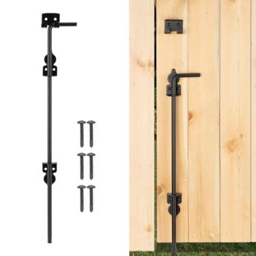 Imagem de Parafuso de bengala de 45,72 cm para portão resistente trava de portão para cerca de madeira Gater Holding Door Hardware de aço sólido com acabamento preto