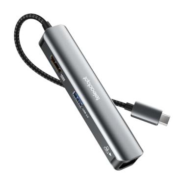 Imagem de Teleadapt Adaptador de hub USB C, adaptador multiportas USB C 5 em 1 com USB C 4K para HDMI, Ethernet de 1 Gbps, 3 portas USB 3.0, para MacBook Pro, MacBook Air, iPad Pro, Dell XPS e mais