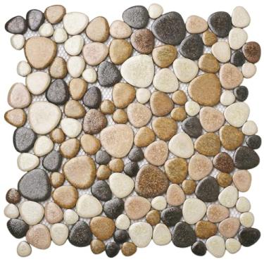 Imagem de Parrotile Azulejo de pedra de cerâmica fosca Yellowstone para piso de chuveiro, banheiro, backsplash 30,5 cm x 30,5 cm, mosaico de arte em mosaico, montado, branco, bege, amarelo, mosaicos PT82 (caixa de 5 folhas)