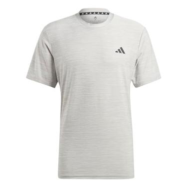 Imagem de adidas Camiseta masculina Essentials Stretch Training, Cinza liso/branco/preto, GG