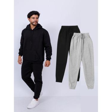 Imagem de Kit Com 2 Calça Moletom Felpado Masculino - Preto e Cinza-Masculino