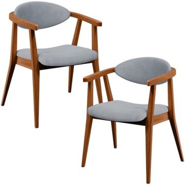 Imagem de Kit 02 Poltronas Decorativas Para Sala de Estar Jantar Cecília L02 Suede Cinza - Lyam Decor