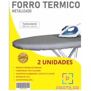 Imagem de Kit 2 forros termicos 120X45 cm p/ tábua de passar manta