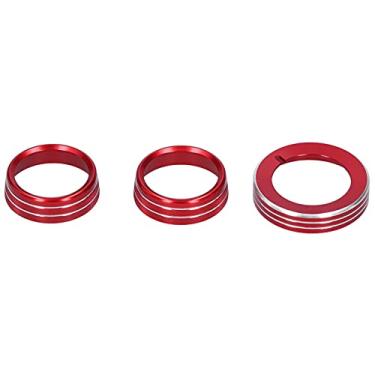Imagem de Botão do Farol de Ar Condicionado Guarnições Vermelho Brilhante Liga de Alumínio Decoração Guarnição 3 Peças para 2015 2020