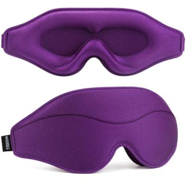 Imagem de MOEASEii Máscara de dormir – Máscara de dormir 3D blackout total, super leve e sedosa para dormir, totalmente ajustável para casa, escritório, viagens, meditação, ioga, roxo