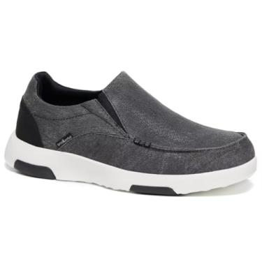 Imagem de OrthoComfoot Sapatos masculinos ortopédicos confortáveis sem cadarço com palmilha ortopédica, mocassins ortopédicos para fascite plantar, sapatos de caminhada planos vintage de lona para alívio da dor