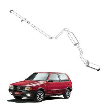 Imagem de Kit Completo Escapamento Uno 1.5 R 1987 a 1989 Esportivo Opc - Pioneir