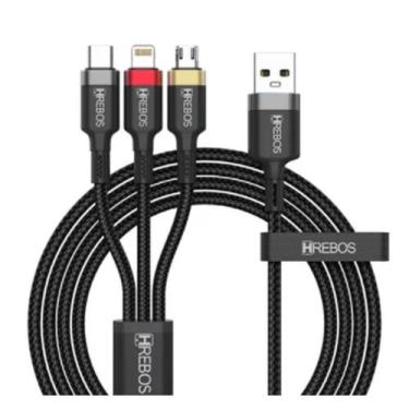 Imagem de Cabo Carregador Usb Turbo 3 Em 1 Micro Usb Para Dados Carga - A.R Vari