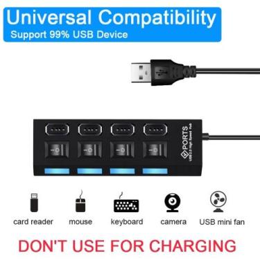 Imagem de Hub Usb 4 Entradas 2.0 Pendrive Tv Mouse Teclado Adaptador - Multi Qua