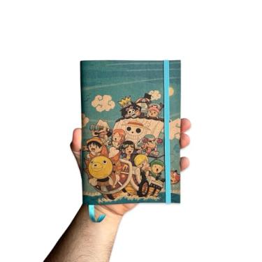 Imagem de Sketchbook Caderno One Piece Luffy Barco Pirata Mar com Elástico e Marca Página Aquarela (Colorido 80 Páginas, M (10x14cm))