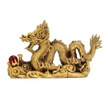 Imagem de ESTINTENG Criação de cobre completo de artesanato de dragão de riqueza, sala de estar, decoração de mesa de varanda-22#Xianglong Xianbao