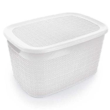 Imagem de Caixa Organizadora De Plástico Juta Europa 34Cm Média Branca - Nitron