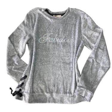 Imagem de Blusa De Frio Moletom Menina Veludo Estilosa Top - Anj Modas, Cinza, 1