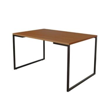 Imagem de Mesa de Jantar Industrial Base Ferro Preto Tampo 137x90 Canela