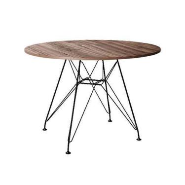 Imagem de Mesa Eiffel Redonda 110cm Tampo De Madeira Amendôa Com Base De Ferro P