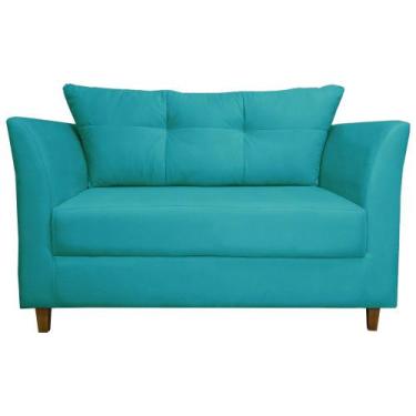 Imagem de Namoradeira Decorativa Isis Pés Trapézio Suede Azul Turquesa - DS Esto