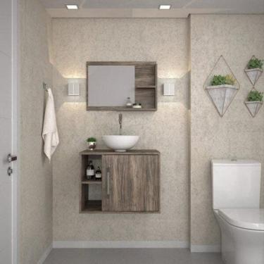 Imagem de Conjunto para Banheiro Gabinete com Cuba Redonda R30 e Espelheira Laur