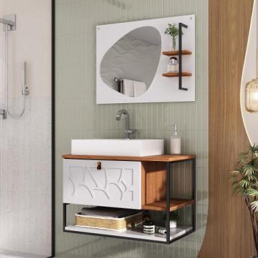 Imagem de Conjunto de Banheiro Completo MDF  Com cuba e Espelheira  Lancy 80cm -