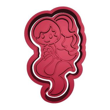 Imagem de Cortador Biscoito Menina Sereia Fundo do Mar - DOCE IMPRESSO,  11,5cm