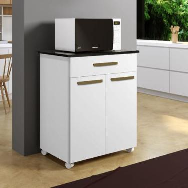 Imagem de Balcão de Cozinha 2 Portas 1 Gaveta Girassol Kaiki Móveis, Branco