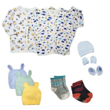 Imagem de Kit Roupa de Bebê 12 Peças Conjunto Pijama e Acessórios Bebê - Koala B
