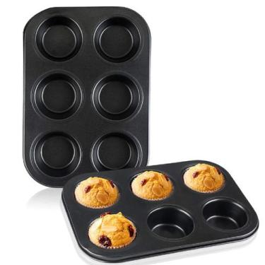 Imagem de Forma De Silicone 6 Cavidades Cupcakes Muffin Petit Gateau - Sk, Preto