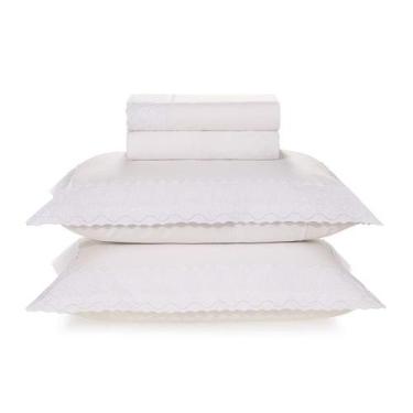 Imagem de Jogo de Cama King 200 Fios Bordado Antônia Branco/Branco Karsten, U