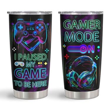 Imagem de Qatdey Presentes para jogadores, presentes legais para homens, namorado adolescente, meninos, meninas, caneca de jogos, copo de videogame, presente de aniversário para amantes de jogos, copo de 590 ml